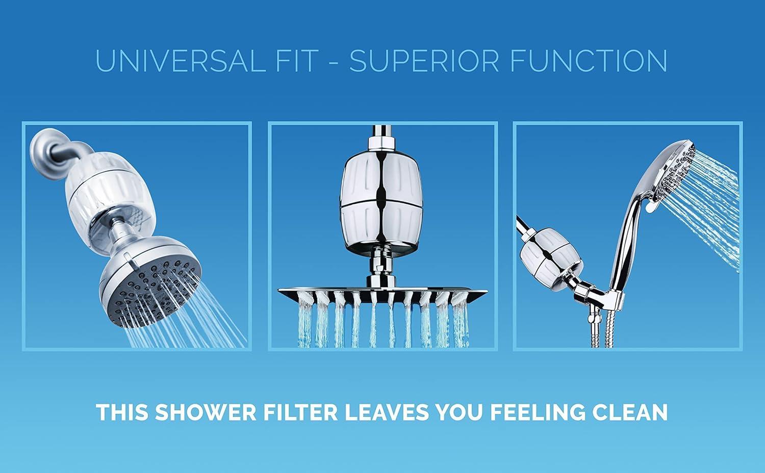 imageAquaBliss SF500 HD HEAVY DUTY High Output Shower Filter  wan Extra SFC500 Filter Cartridges ampamp 30pc Pack of Sediment Pads Exclusive Bundle
