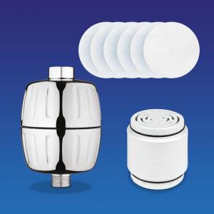 imageAquaBliss SF500 HD HEAVY DUTY High Output Shower Filter  wan Extra SFC500 Filter Cartridges ampamp 30pc Pack of Sediment Pads Exclusive Bundle
