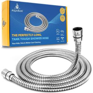 imageAquaBliss Handheld Shower Hose  65Ft Extra Long Replacement Universal Fit  AntiTangle 360 Rotation  AntiBurst EPDM Woven Nylon Rust Proof BrassStainless Steel Shower Head Hose Cord Extension