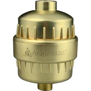 imageAquaBliss High Output Revitalizing Shower Filter  Reduces Dry Itchy Skin Dandruff Eczema and Dramatically Improves The Condition of Your Skin Hair and Nails  Chrome SF100Matte Gold