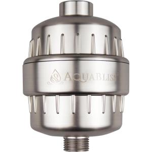 imageAquaBliss High Output Revitalizing Shower Filter  Reduces Dry Itchy Skin Dandruff Eczema and Dramatically Improves The Condition of Your Skin Hair and Nails  Chrome SF100Brushed Nickel
